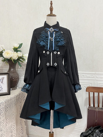 王子王子ロリータセット 黒 長袖 ゴシック フリル ロリータセット