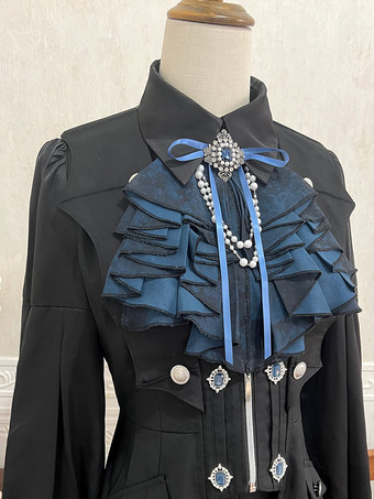 王子王子ロリータセット 黒 長袖 ゴシック フリル ロリータセット