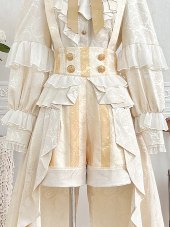 王子王子 ロリータ ホワイト トップ ドレス セット フリル レース ロングスリーブ ロリータ セット