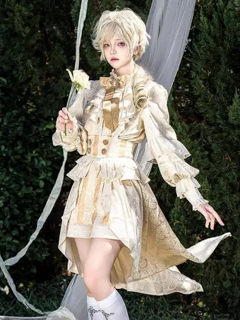 王子王子 ロリータ ホワイト トップ ドレス セット フリル レース