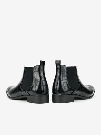 ブラウンのアンクルブーツ メンズ ラウンドトゥ ストーン柄 チェルシーブーツ