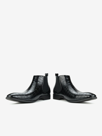 ブラウンのアンクルブーツ メンズ ラウンドトゥ ストーン柄 チェルシーブーツ