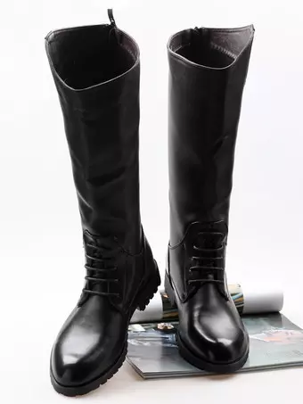 Amazon Men\'s Tall Lace-Up Riding Boots in Black Amazon.com: Black Riding Boots main image 3