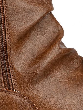 メンズ アンクルブーツ ラウンドトゥ ルーシュ ジップアップ ブーティ