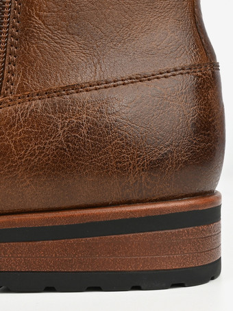 メンズ アンクルブーツ ラウンドトゥ ルーシュ ジップアップ ブーティ