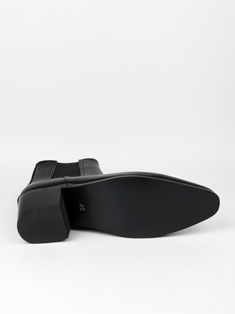 メンズ用ブラックアブクルブーツ ポインテッドトゥ チャンキーヒール チェルシーブーツ