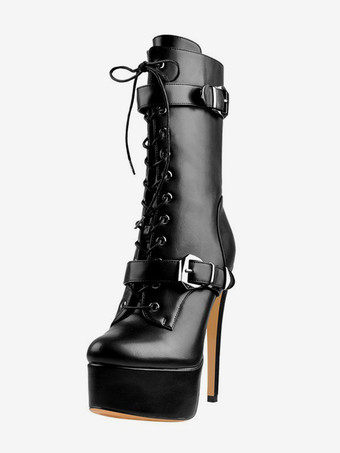 Botines negros con plataforma y hebilla para hombre botas sexys con cordones