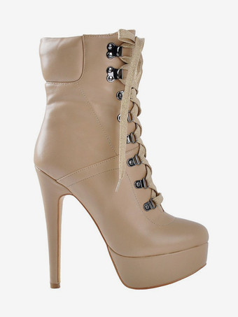 メンズセクシーブーツ ブラック プラットフォーム ストーン柄 レースアップ ハイヒール アンクルブーツ