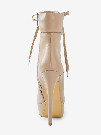 メンズセクシーブーツ ブラック プラットフォーム ストーン柄 レースアップ ハイヒール アンクルブーツ