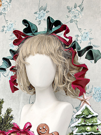 Tocado Lolita Verde Oscuro Dulces Lazos Accesorio Para La Cabeza