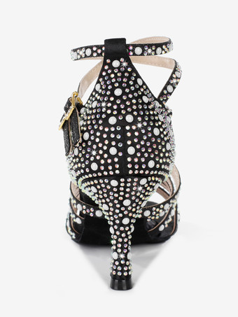 ラテンダンスシューズ レディース オープントゥ パール ハイヒール 社交ダンスシューズ