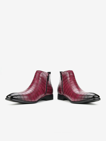 Schwarze Herren-Chelsea-Boots mit runder Zehenpartie und Steinmuster