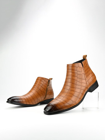 Schwarze Herren-Chelsea-Boots mit runder Zehenpartie und Steinmuster