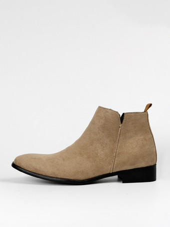 メンズ チェルシーブーツ ラウンドトゥ スリッポン フラット アンクルブーツ