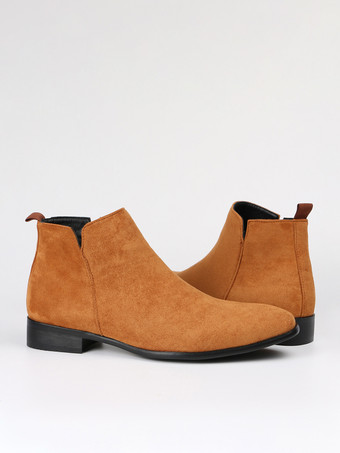 メンズ チェルシーブーツ ラウンドトゥ スリッポン フラット アンクルブーツ