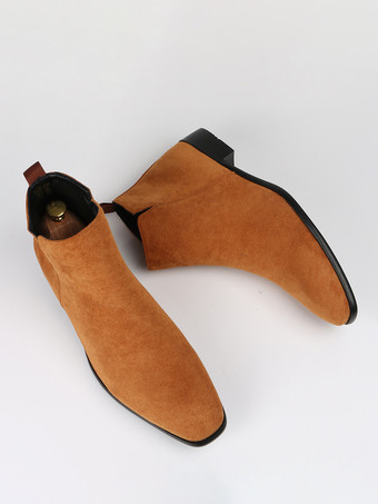 メンズ チェルシーブーツ ラウンドトゥ スリッポン フラット アンクルブーツ