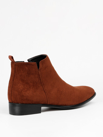 メンズ チェルシーブーツ ラウンドトゥ スリッポン フラット アンクルブーツ