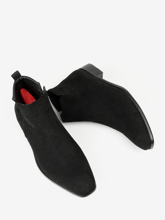 メンズ チェルシーブーツ ラウンドトゥ スリッポン フラット アンクルブーツ