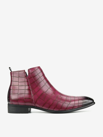 Schwarze Herren-Chelsea-Boots mit runder Zehenpartie und Steinmuster