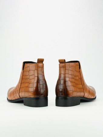 Schwarze Herren-Chelsea-Boots mit runder Zehenpartie und Steinmuster