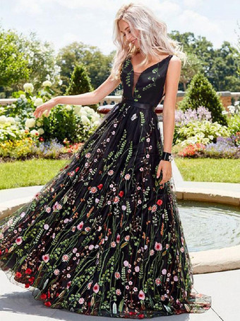 マキシワンピース ブラック ノースリーブ ローバックドレス Vネック レディースワンピース