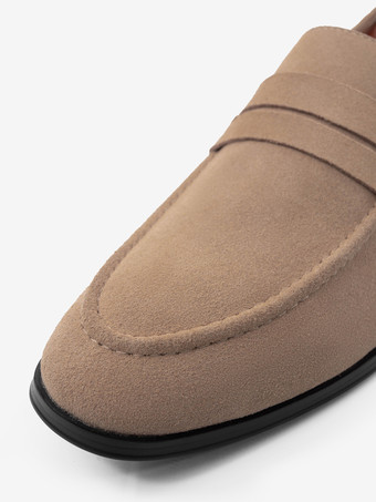 メンズ ペニーローファー スエード ラウンドトゥ スリッポン ペニーシューズ