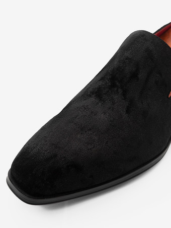 メンズ スリッポン ローファー シューズ ブラック スクエアトゥ スパンコール 布製 ドレス プロム パーティー ウェディングシューズ