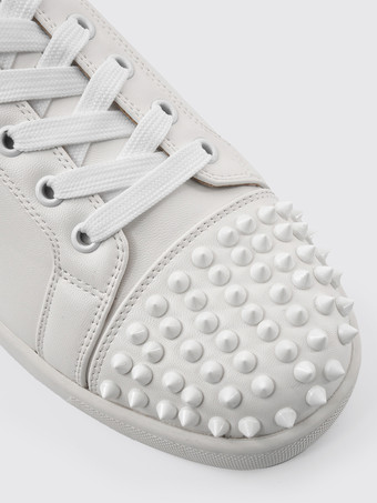 メンズ ホワイト 牛革 ロートップ スパイク レースアップ スニーカー カジュアルシューズ