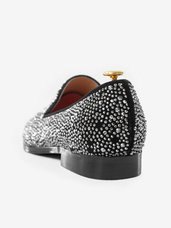 メンズ リベット ローファー シューズ スエード シルバー クリスタル ラインストーン スリッポン プロム パーティー ウェディングシューズ