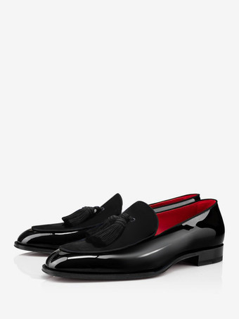 ブラック   メンズ タッセルローファー ペニーシューズ ポリエステル ラウンドトゥ プロム ホームカミング ウェディングシューズ