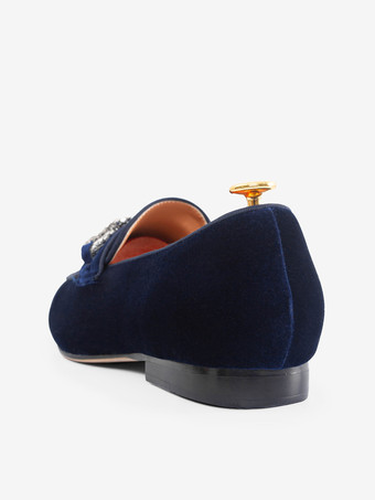 メンズ ペニーローファー プロムパーティー ウェディングシューズ ファッション マイクロスエードアッパー チェーンアートワーク スリッポンシューズ