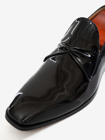メンズ ベルギーローファーシューズ ブラック 光沢パテントレザー プロムパーティー 結婚式 新郎シューズ
