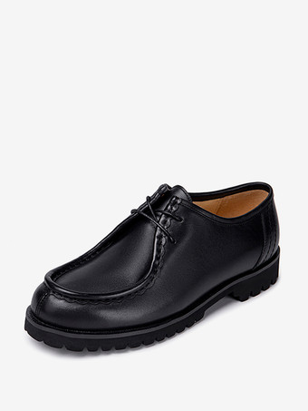 メンズドレスシューズ ラウンドトゥ 滑り止めプラットフォーム チャンキーローヒール ダービーシューズ