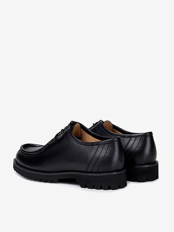 メンズドレスシューズ ラウンドトゥ 滑り止めプラットフォーム チャンキーローヒール ダービーシューズ