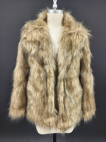 フェイクファージャケット ノッチラペル 長袖 環境に優しい女性用冬コート 2025