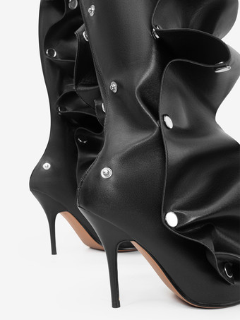 ニーハイブーツ レディース ポインテッドトゥ 取り外し可能なデザイン ハイヒール 膝丈ブーツ