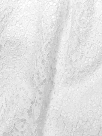 ブライダルミニドレス ショートウェディングドレス レースカットアウト ジュエルネック ティーレングスウェディングドレス 機能的なボタン 半袖 アイボリー