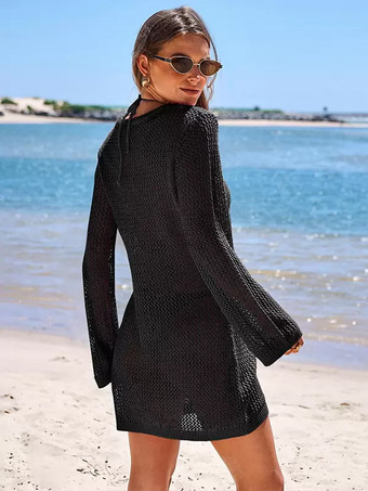 レディース カバーアップ ニット ホロー ビキニ ビーチ サマー カバーアップ