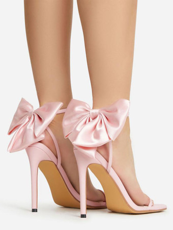 女性用ヒール サンダル オープントゥ スティレット ヒール サンダル サテン