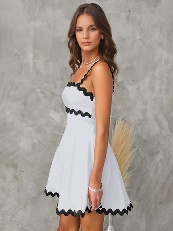 ツートンカラーのドレス ノースリーブ ストレッチ セクシー サマー ミニドレス