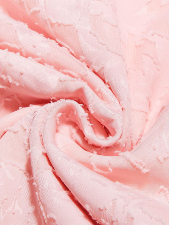 花柄ジャカード ソフトピンクドレス バタフライスリーブ Aライン ミディ丈 パーティードレス レディース 2025