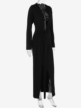 ボディコンドレス プランジ ハイスリット パーティー セクシー マキシ シースドレス