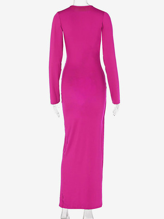 ボディコンドレス プランジ ハイスリット パーティー セクシー マキシ シースドレス