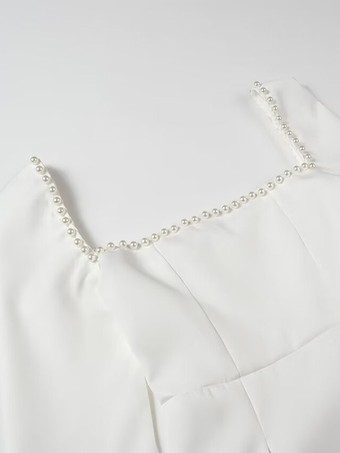 ブラック ミニドレス スクエアネック 長袖 コントラストトリム 卒業式ドレス