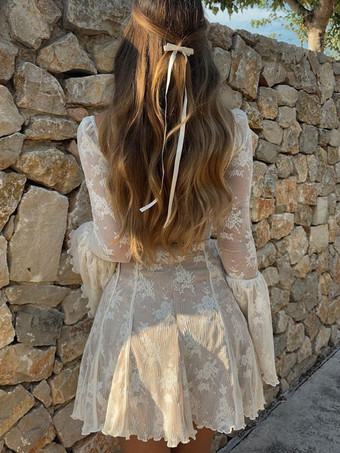 ベビードール フレアドレス スクエアネック 長袖 ミニドレス