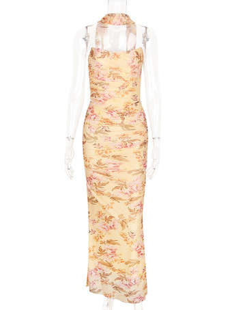 ストラップレスコルセット、メッシュマキシスカート、ネックスカーフのパーティー3ピースコーデセット（レディース2025年）