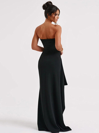 オフショルダー マキシドレス フリル プリーツ ハイカット プロムドレス