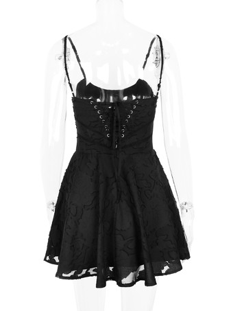 レースアップバック付きフローラルジャカードミニドレス、セクシーなAラインストラップドレス、女性用2026