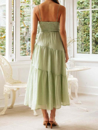 ボヘミアンドレス カットアウト ノースリーブ アシンメトリー コテージコア サマー ミディドレス