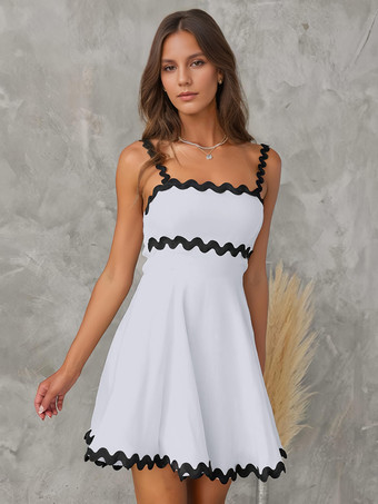 ツートンカラーのドレス ノースリーブ ストレッチ セクシー サマー ミニドレス